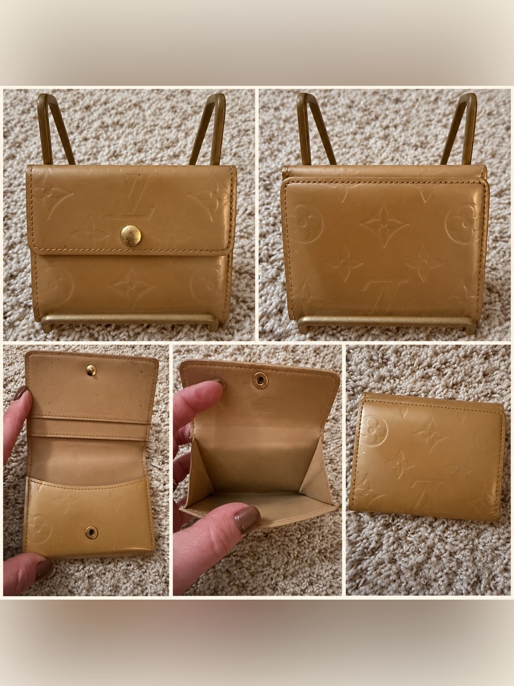 Louis Vuitton Small Monogram Embossed Wallet in Tan Brown